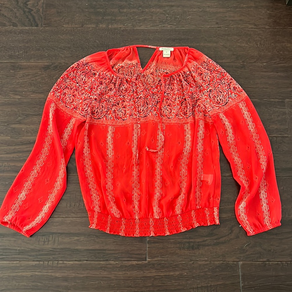 Lucky Brand Coral Sheer Top